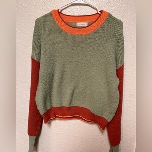 By Together Green and Orange Crew Neck Sweater